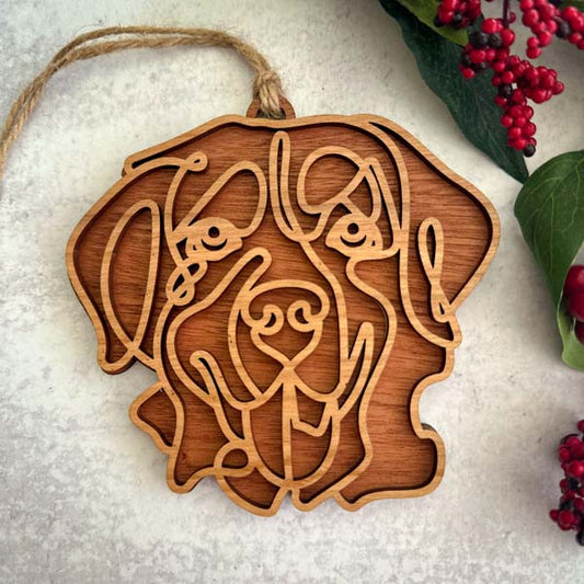 Bernese Mountain Dog Line Art Ornament or Car Charm