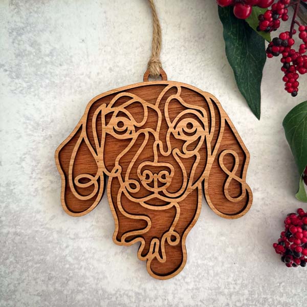 Dachshund - Short Hair Line Art Ornament or Car Charm