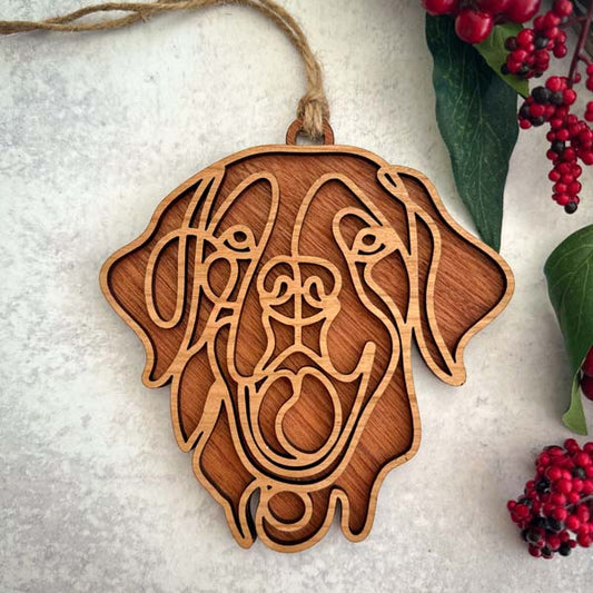 Golden Retriever Line Art Ornament or Car Charm