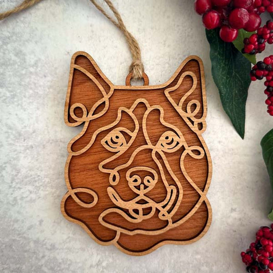 Husky Line Art Ornament or Car Charm