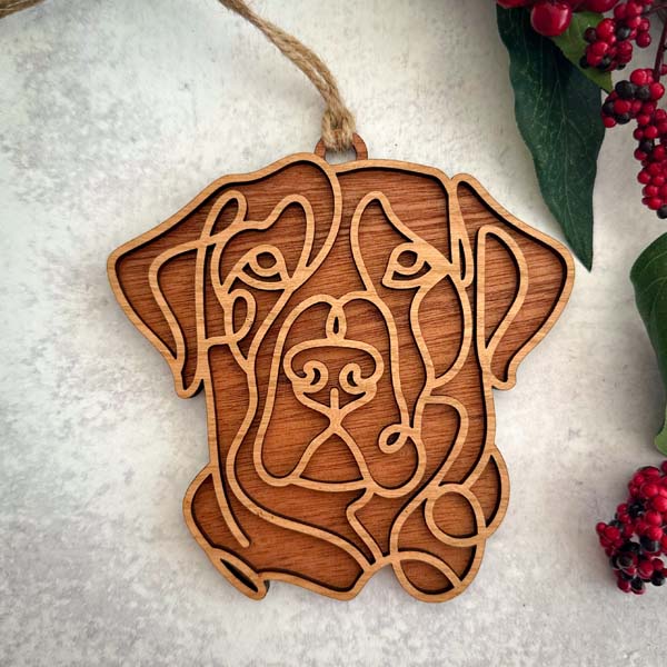 Labrador Retriever Line Art Ornament or Car Charm