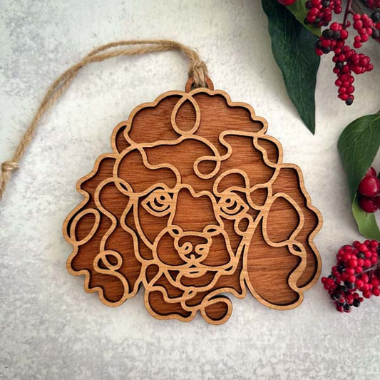 Poodle Line Art Ornament or Car Charm