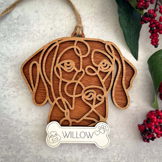 Weimaraner Line Art Ornament or Car Charm