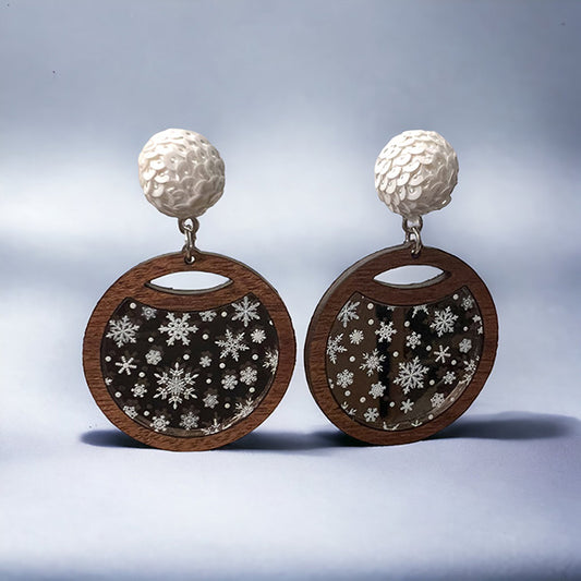 Snowflake Earrings with White Sequin Topper